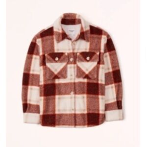 🍂 Abercrombie Sherpa Shirt Jacket – Brown Plaid (S) 🍂